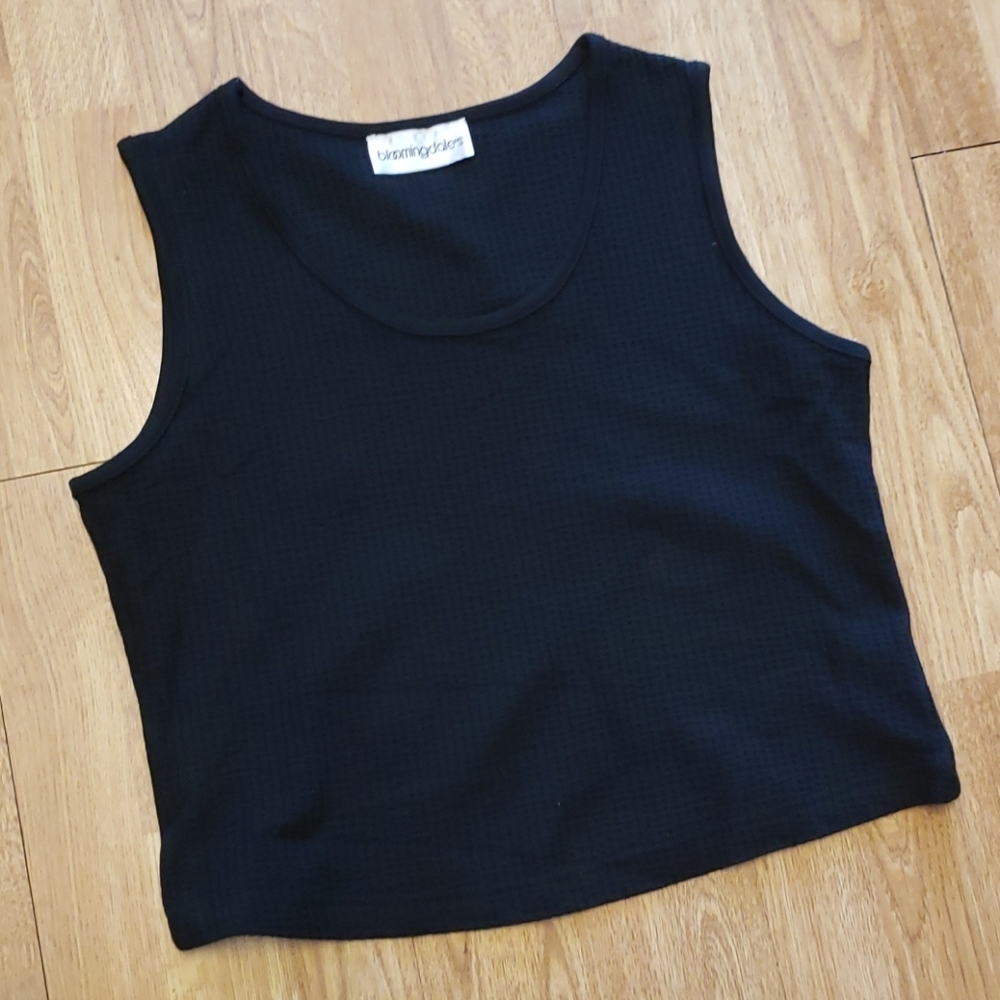 Bloomingdale's black waffle knit crop tank